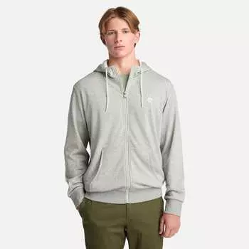 Мужская толстовка с капюшоном Oyster River Chest Logo на молнии Timberland, цвет medium grey heather/white