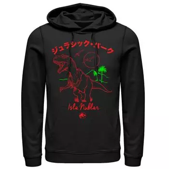 Мужская толстовка с капюшоном «Парк Юрского периода» Kanji T-Rex Outline Licensed Character, черный