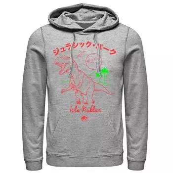Мужская толстовка с капюшоном «Парк Юрского периода» Kanji T-Rex Outline Licensed Character