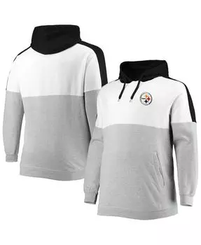 Мужская толстовка с капюшоном pittsburg steelers big and tall team черного и серого цвета с логотипом team black Profile, мульти