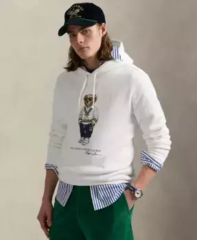 Мужская толстовка с капюшоном Polo Bear из флиса Polo Ralph Lauren, белый