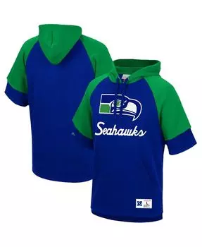 Мужская толстовка с капюшоном royal seattle seahawks home advantage реглан с коротким рукавом Mitchell &amp; Ness