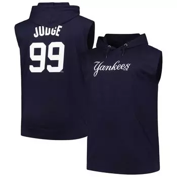 Мужская толстовка с капюшоном с логотипом Aaron Judge темно-синего цвета New York Yankees с именем и номером Fanatics