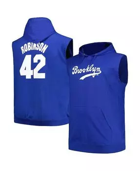 Мужская толстовка с капюшоном с логотипом Jackie Robinson Royal Brooklyn Dodgers, имя и номер, большая и высокая майка Fanatics, синий