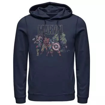 Мужская толстовка с капюшоном с логотипом Marvel Avengers Group Action Pose Licensed Character