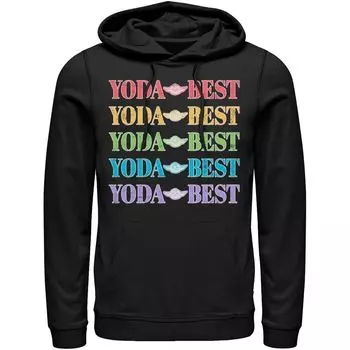 Мужская толстовка с капюшоном с радужным текстом Star Wars Pride Yoda Best, Black Licensed Character, черный