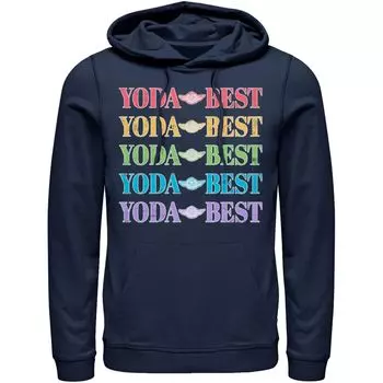Мужская толстовка с капюшоном с радужным текстом Star Wars Pride Yoda Best, Blue Licensed Character, синий