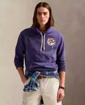 Мужская толстовка с капюшоном с винтажным принтом Polo Ralph Lauren, фиолетовый