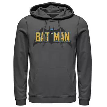 Мужская толстовка с капюшоном с винтажным текстовым логотипом DC Comics Batman и Бэтменом Licensed Character