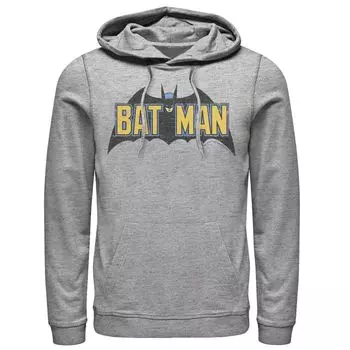 Мужская толстовка с капюшоном с винтажным текстовым логотипом DC Comics Batman и Бэтменом Licensed Character