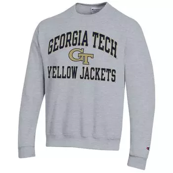 Мужская толстовка с капюшоном с высоким мотором Heather Grey Georgia Tech Yellow Jackets Champion