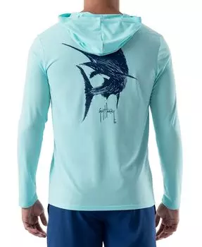 Мужская толстовка с капюшоном Scribble Marlin Cationic Performance Guy Harvey, синий