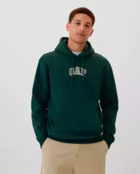 Мужская толстовка с капюшоном, шнурками и логотипом бренда Gap, темно-зеленый