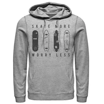 Мужская толстовка с капюшоном Skate More Worry Less Skateboard Lineup Sketch Licensed Character