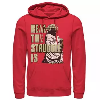 Мужская толстовка с капюшоном Star Wars Yoda Real The Struggle Is Licensed Character, красный