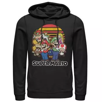 Мужская толстовка с капюшоном Super Mario Retro Sunset Group Shot Licensed Character