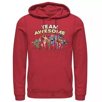 Мужская толстовка с капюшоном Team Awesome Group Shot League League Justice, Red Licensed Character, красный