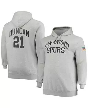 Мужская толстовка с капюшоном tim duncan heather grey san antonio spurs big and tall name and number Mitchell & Ness, мульти