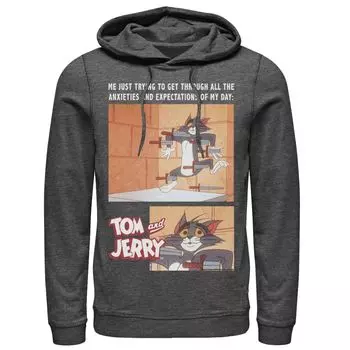 Мужская толстовка с капюшоном Tom And Jerry Anxiety Meme и портретными панелями Licensed Character