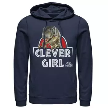 Мужская толстовка с капюшоном Velociraptor Real Clever с парком Юрского периода Licensed Character, синий