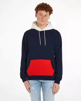 Мужская толстовка с капюшоном в стиле колор-блок Tommy Jeans, темно-синий