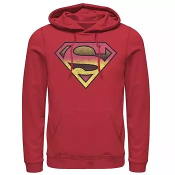 Мужская толстовка с капюшоном в стиле ретро с изображением Супермена DC Comics и щитом Licensed Character