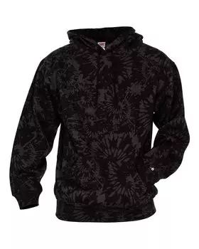 Мужская толстовка с капюшоном в стиле тай-дай с трехслойной отделкой Badger, цвет black tie-dye