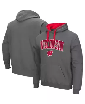 Мужская толстовка с капюшоном Wisconsin Badgers Big and Tall Arch & Logo 2.0 Colosseum, серый