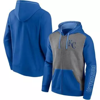Мужская толстовка с капюшоном во всю молнию Fanatics Branded Royal/Heathered Grey Kansas City Royals Expansion Team