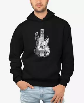 Мужская толстовка с капюшоном word art bass guitar LA Pop Art, черный