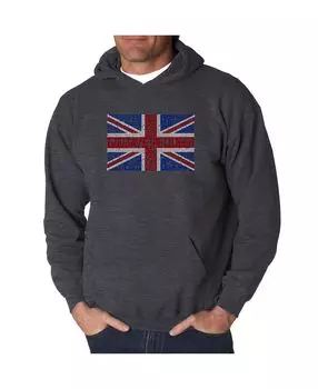 Мужская толстовка с капюшоном word art - боже, храни королеву LA Pop Art, серый