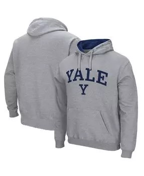Мужская толстовка с капюшоном yale bulldogs arch and logo с меланжевым серым оттенком Colosseum, мульти