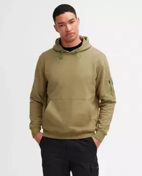 Мужская толстовка с карманом-кенгуру и декоративной нашивкой Barbour, зеленый