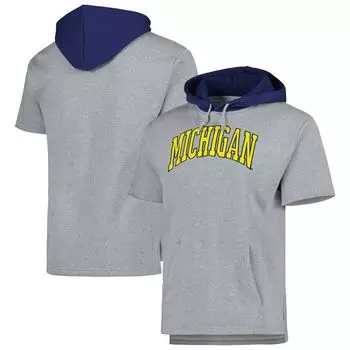 Мужская толстовка с короткими рукавами Mitchell & Ness Heather Grey Michigan Wolverines Postgame