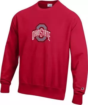 Мужская толстовка с круглым вырезом Champion Ohio State Buckeyes Scarlet обратного плетения