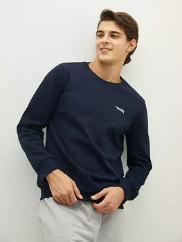 Мужская толстовка с круглым вырезом и длинным рукавом с принтом LCW Casual