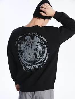 Мужская толстовка с круглым вырезом и длинным рукавом с принтом «Звездные войны» LCW Casual