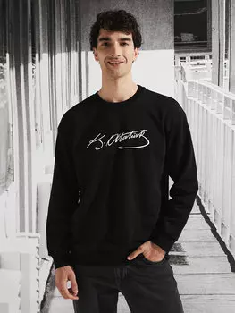 Мужская толстовка с круглым вырезом и длинным рукавом с принтом Ataturk Signature LCW Casual