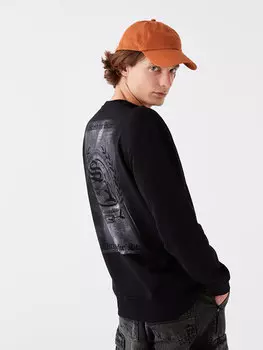 Мужская толстовка с круглым вырезом и длинным рукавом с принтом LCW Casual, новый черный