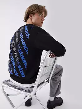 Мужская толстовка с круглым вырезом и длинным рукавом с принтом LCW Casual, новый черный