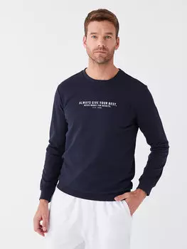 Мужская толстовка с круглым вырезом и длинным рукавом с принтом LCWAIKIKI Classic, новый темно-синий