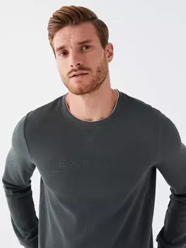 Мужская толстовка с круглым вырезом и длинным рукавом с принтом LCWAIKIKI Classic, темно-зеленый