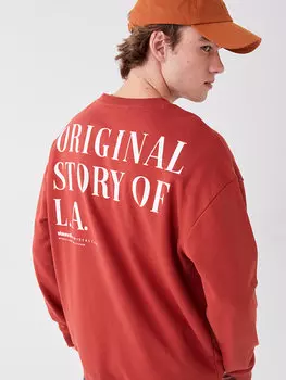 Мужская толстовка с круглым вырезом и длинным рукавом с принтом LCW Casual, жженый апельсин