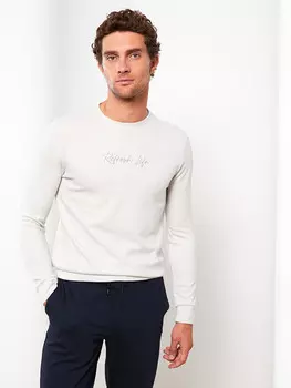 Мужская толстовка с круглым вырезом и длинным рукавом с принтом LCWAIKIKI Classic