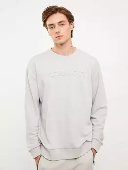 Мужская толстовка с круглым вырезом и длинным рукавом с принтом LCW Casual