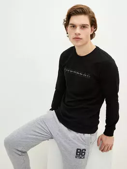 Мужская толстовка с круглым вырезом и длинным рукавом с принтом LCW Casual