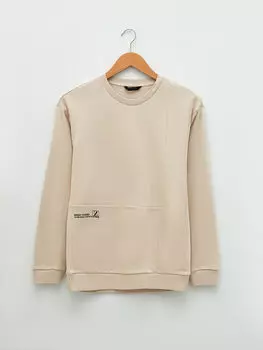 Мужская толстовка с круглым вырезом и длинным рукавом с принтом LCW Casual