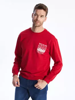 Мужская толстовка с круглым вырезом и длинными рукавами CALMERA MODA, красный