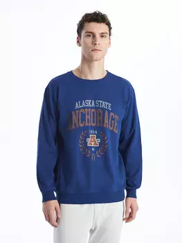 Мужская толстовка с круглым вырезом и длинными рукавами CALMERA MODA, темно-синий