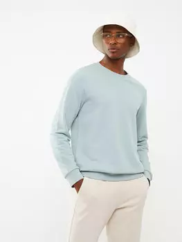 Мужская толстовка с круглым вырезом и длинными рукавами LCW Casual, пастельный синий